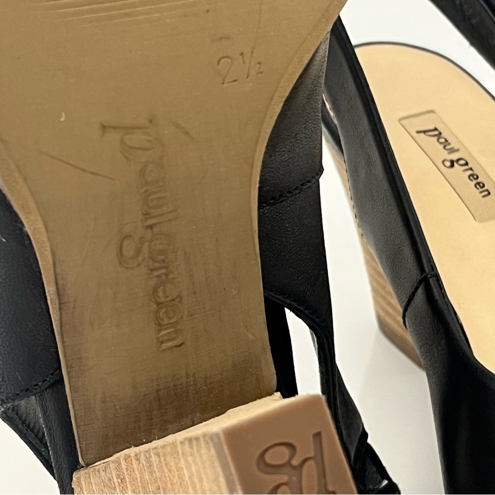 PAUL GREEN Savanah Slingback Peep Toe Leather Sandals in Black Women US 5 - Picture 12 of 13